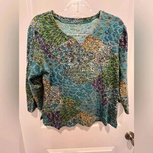 North Style Peacock Color Cotton Top